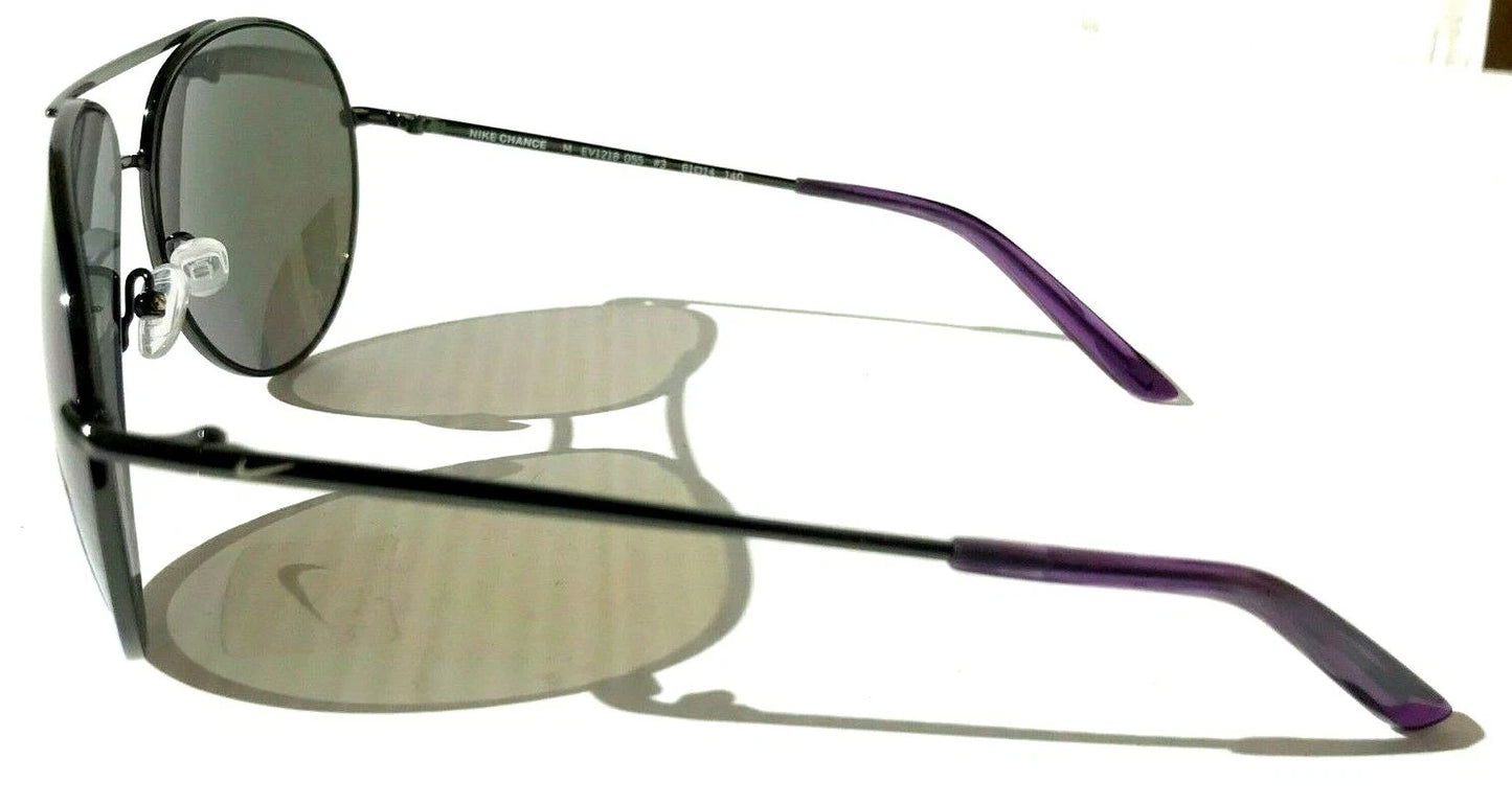 NIKE Chance Gunmetal Chrome Aviator Frame Blue Mirrored Lens Sunglass EV1218 055