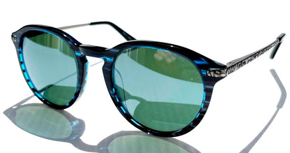 REVO PYTHON 3 Blue Horn Round GLASS Gray Lens Sunglass RE 1177 05 SG50
