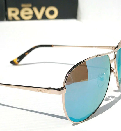 REVO RELAY 59mm Aviator Gold POLARIZED Blue Womens Lens Sunglass RE 1014 04 BL