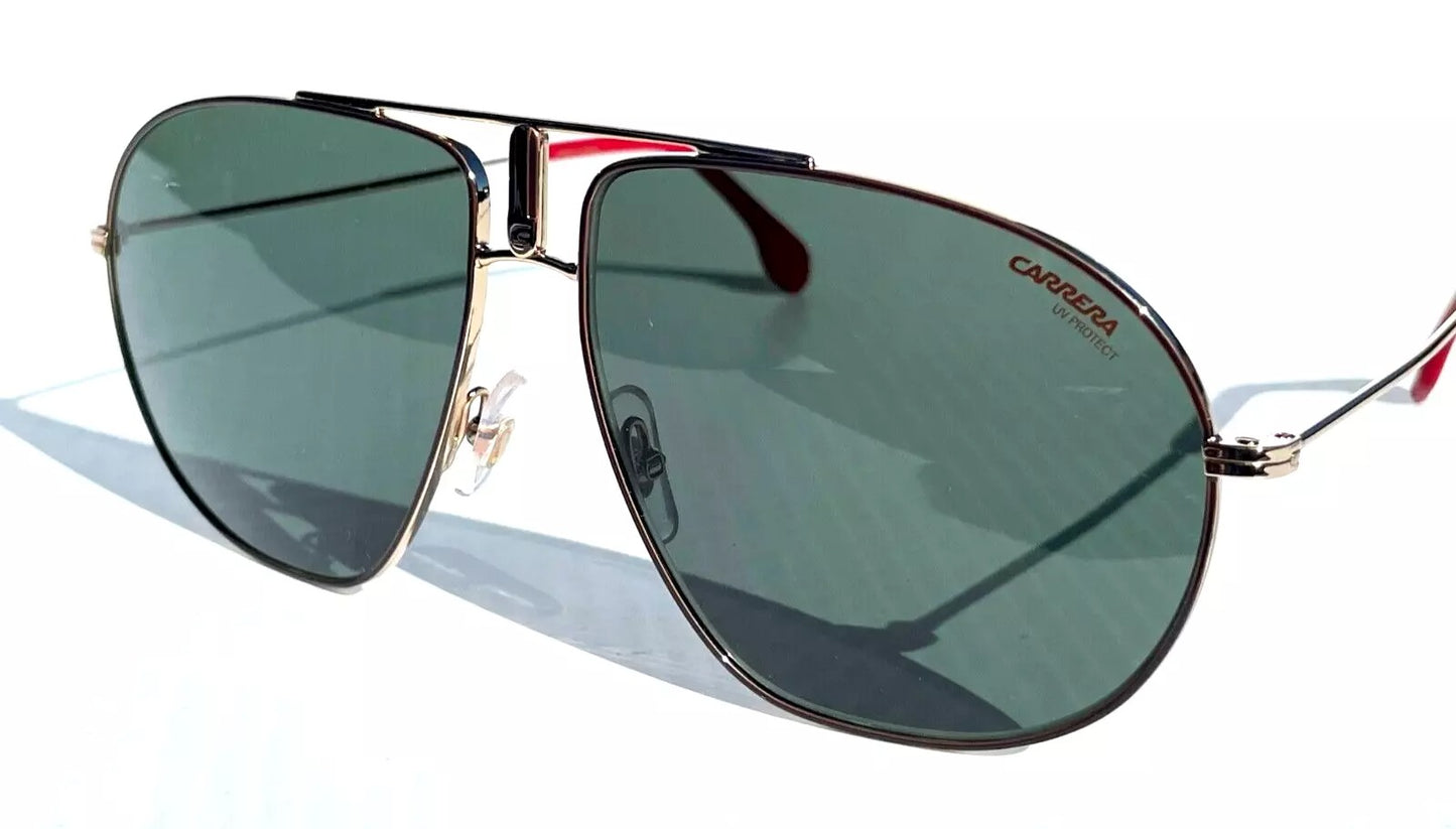 CARRERA Gold with Red Frame Green Grey Lens Sunglass BOUND 01QQT