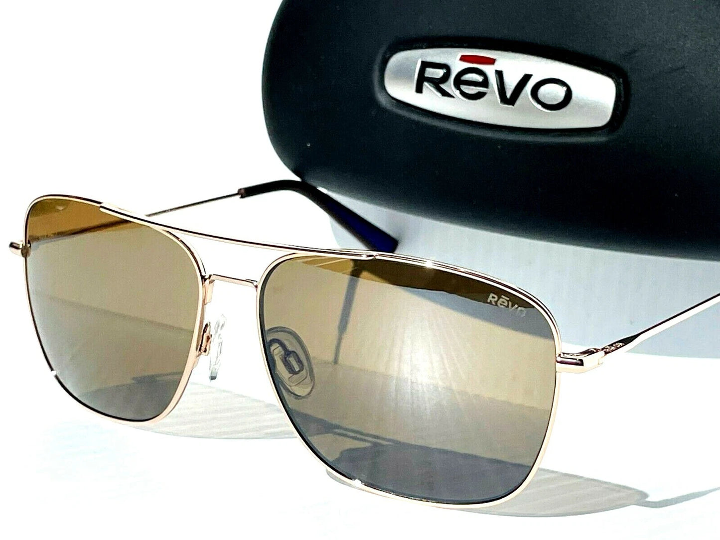 REVO HARBOR Shiny Gold Aviator POLARIZED Bronze Lens Sunglass RE 1082 04 BR
