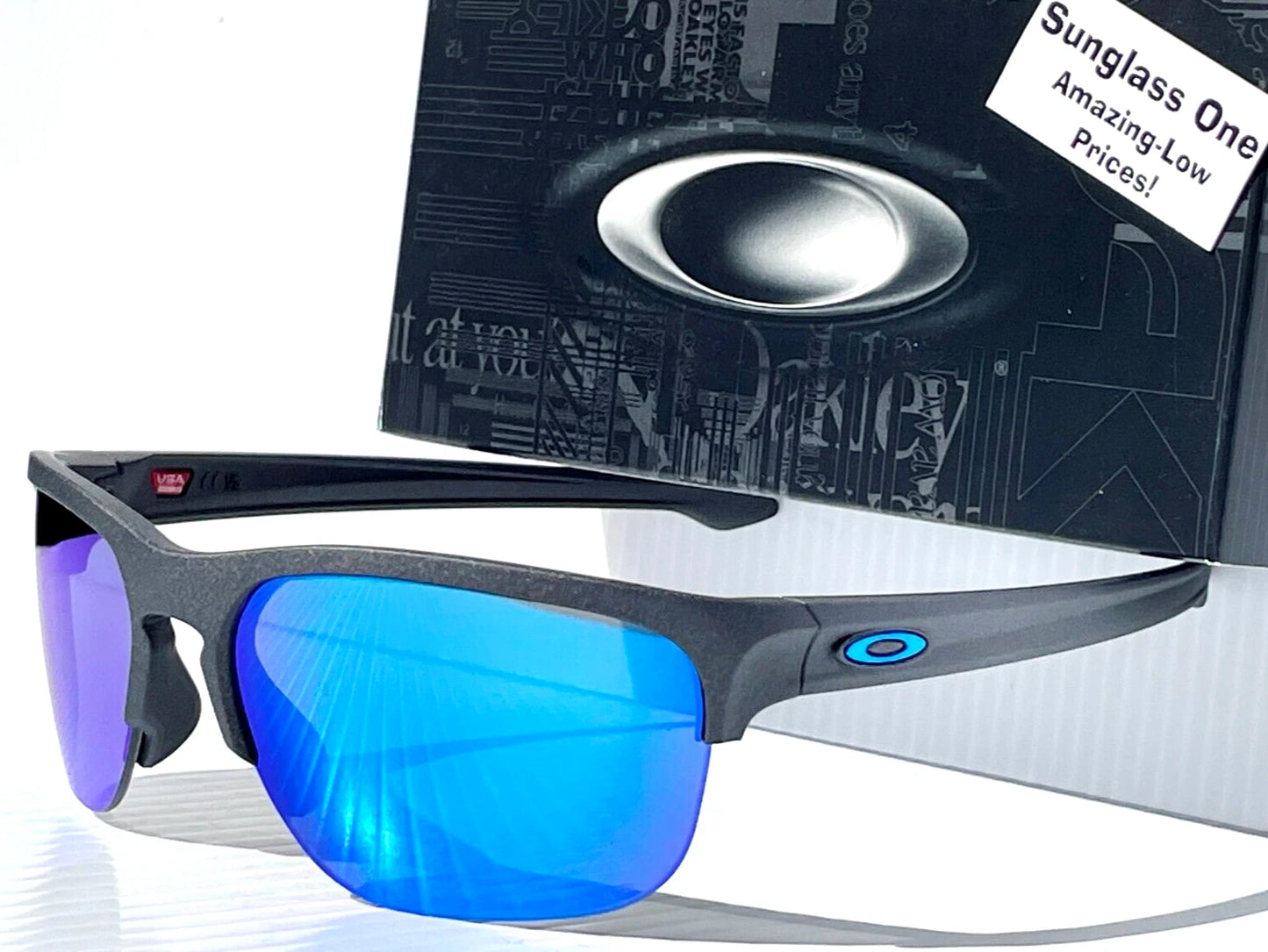 Oakley SLIVER EDGE Steel Grey Frame POLARIZED Sapphire Blue lens Sunglass oo9413-06