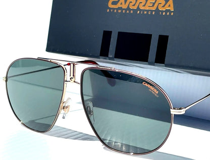 CARRERA Gold with Red Frame Green Grey Lens Sunglass BOUND 01QQT