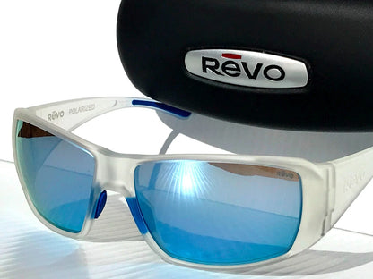 REVO DUNE Matte Crystal Clear POLARIZED Blue Lens Sunglass RE 1202 09 BL