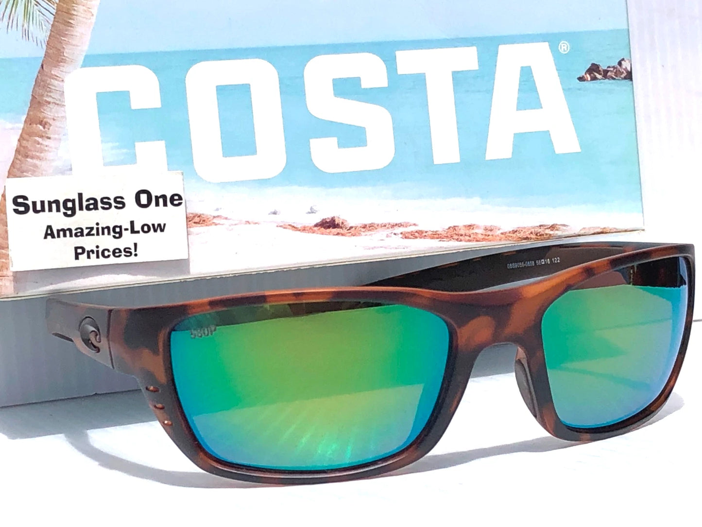Costa Del Mar WHITETIP Matte Retro Tortoise POLARIZED Green 580P Lens Sunglass WTP 66