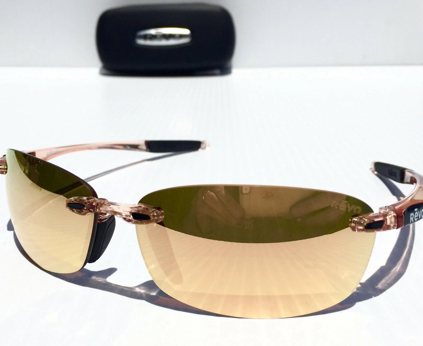 REVO DESCEND N Blush Crystal POLARIZED Champaign Rose Lens Sunglass RE 4059 10 CH