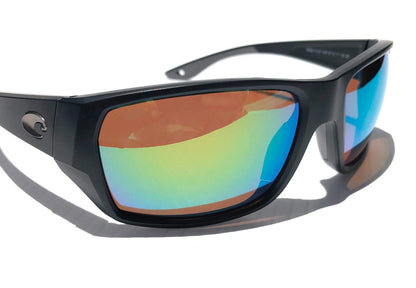 Costa Del Mar TAILFIN Matte Black POLARIZED Green Mirror 580P Lens Sunglass 9113-07 57mm