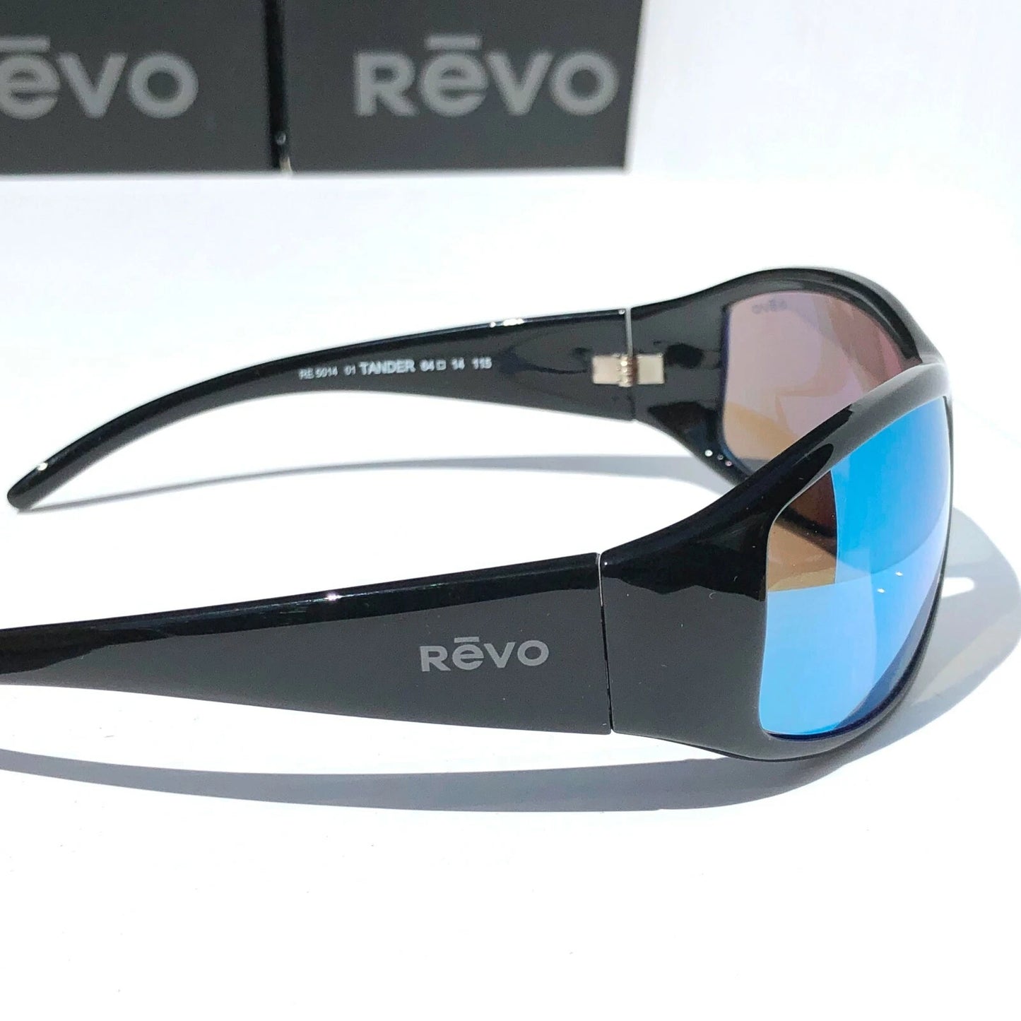 REVO TANDER Black POLARIZED Blue Water Lens Sunglass RE 5014 01 BL