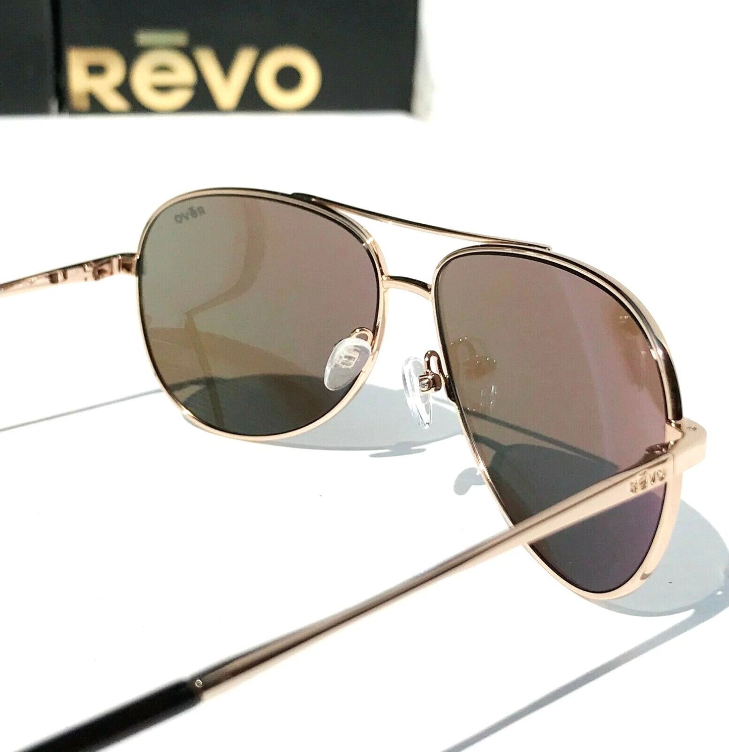 REVO RELAY 59mm Aviator Gold POLARIZED Blue Womens Lens Sunglass RE 1014 04 BL