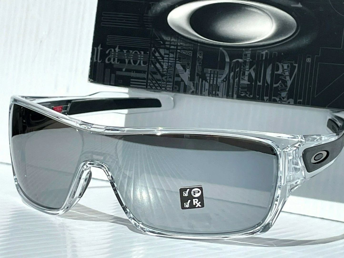 Oakley TURBINE ROTOR Clear & Black Frame POLARIZED Galaxy Chrome Lens Sunglass oo9307