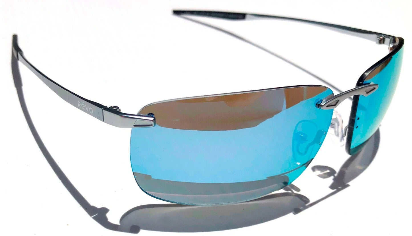 REVO DESCEND Z Metal Satin Chrome POLARIZED Blue Water Lens Sunglass RE 1170 03 BL