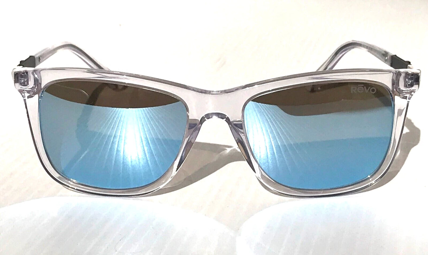 REVO COVE Shiny Crystal Clear POLARIZED Blue Lens Sunglass RE 1164N 09 BL