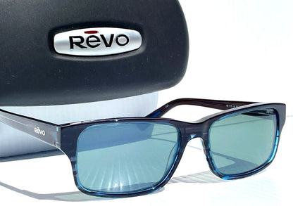 REVO FINLEY G Shiny Blue Horn POLARIZED Grey GLASS Lens Sunglass RE 1176 05 SG50