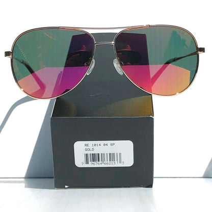 REVO RELAY S Shiny Gold POLARIZED Red Mirror Lens Sunglass RE 1014 04 SP