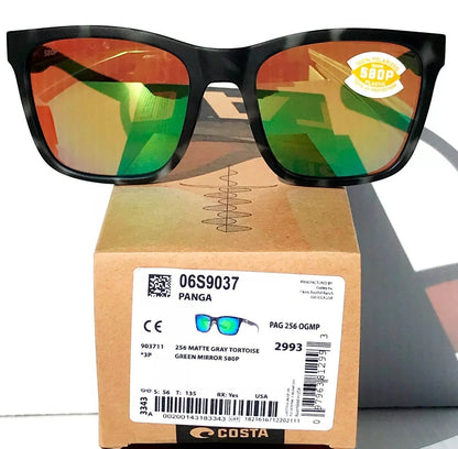 Costa Del Mar PANGA Matte Grey Tortoise POLARIZED Green Mirror 580P Sunglass PAG 256