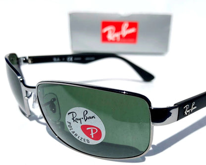 Ray Ban Gunmetal & Black Frame POLARIZED Green G15 Lens Sunglass RB 3478 004/58