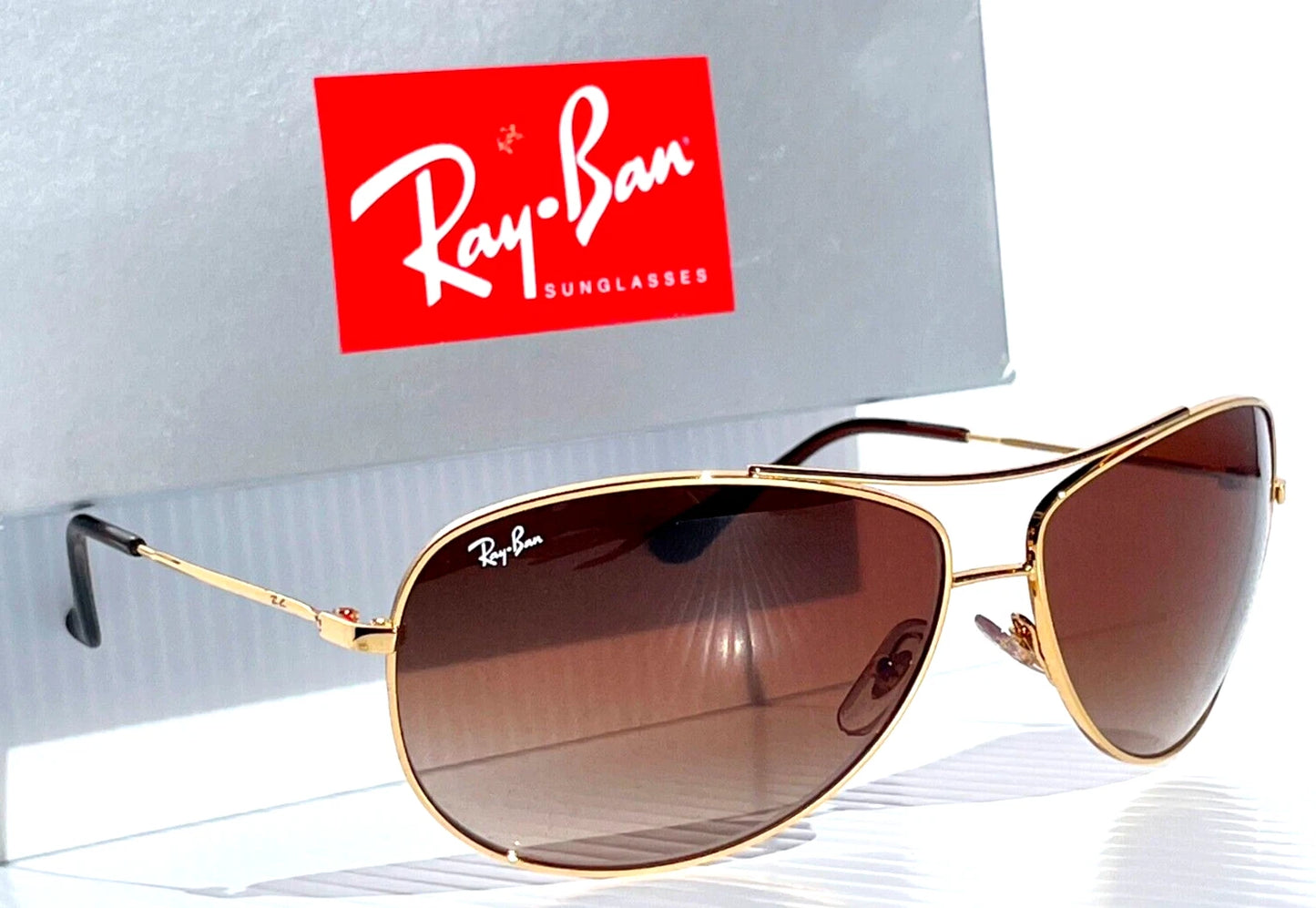 Ray Ban Shiny Gold Frame Brown Lens Sunglass RB3293 001/13