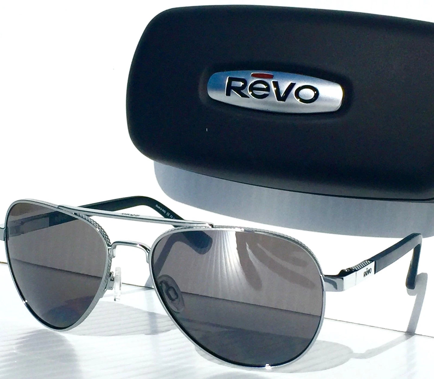 REVO Raconteur Aviator CHROME POLARIZED Grey Graphite Lens Sunglass RE 1011 03 GY