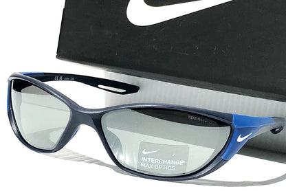 NIKE ZONE Matte Navy INTERCHANGEABLE Max Optic Silver Lens Sunglass DZ7356 410