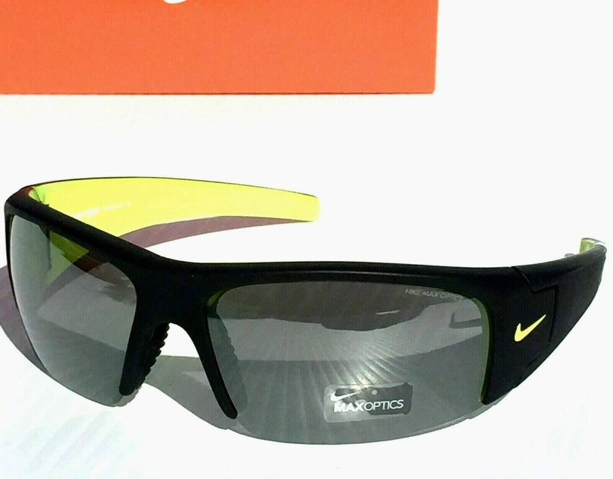 Nike DIVERGE Black Matte Wrap Yellow Gray Frame Silver Flash Lens Sunglass EV0325 007