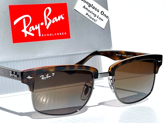 Ray Ban CLUBMASTER Demi Gloss Havana Frame POLARIZED Brown Lens Sunglass RB 4190 878/M2