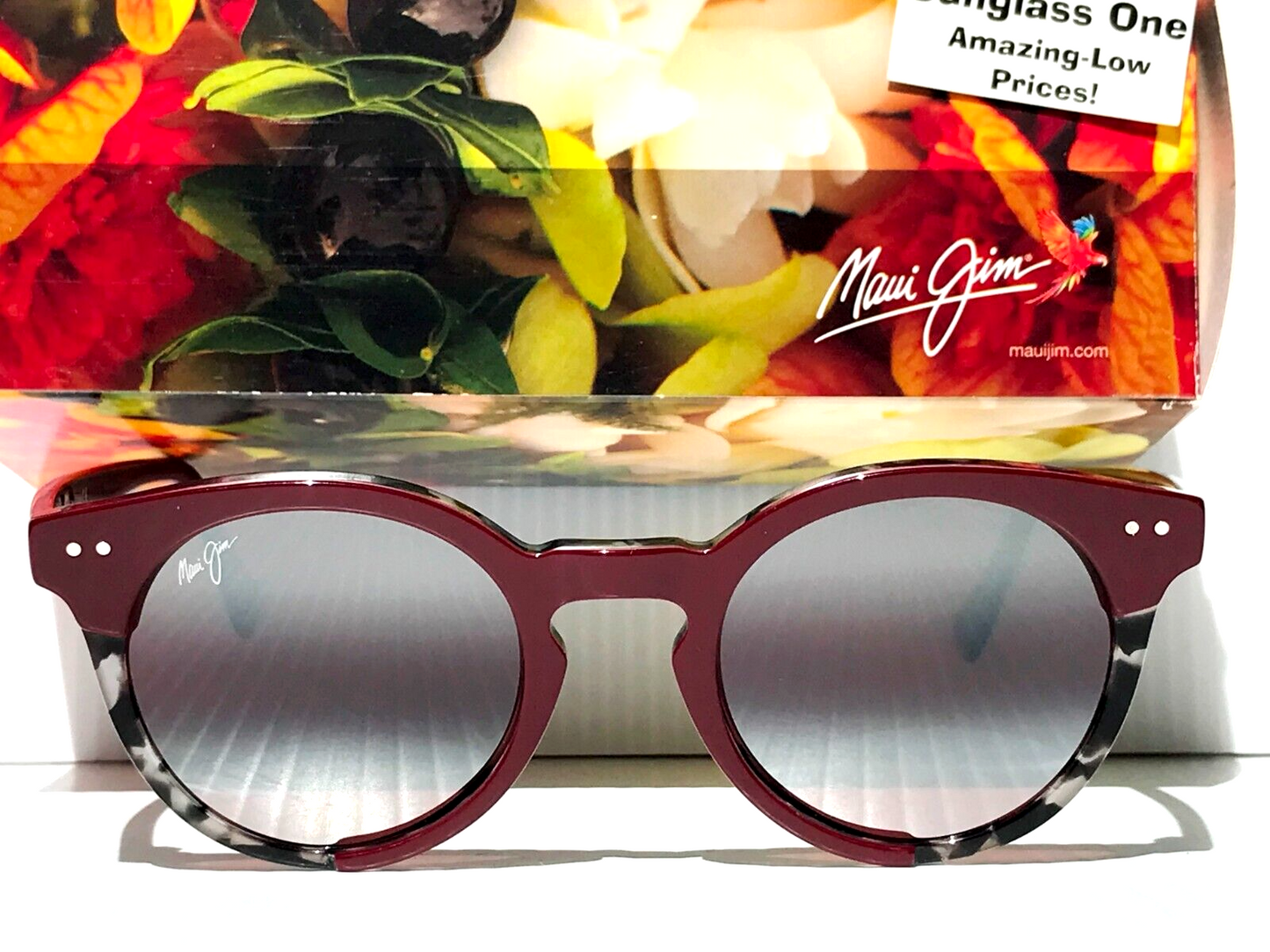 Maui Jim UPSIDE DOWN FALLS Burgundy Tort POLARIZED Rose GLASS Sunglass R861-07