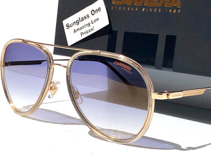 CARRERA Gold Gradient Champagne Blue Fade Lens Sunglass 1044/S HAM1V