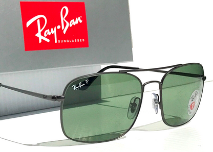 Ray Ban Matte Gunmetal Silver Frame POLARIZED Green Lens Sunglass RB 3611 029/O9