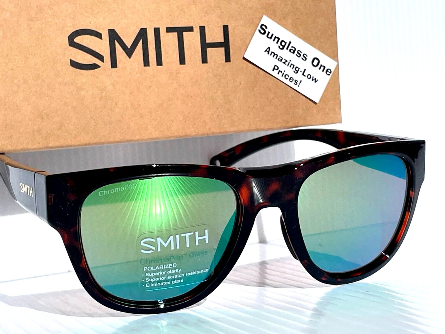 Smith Optics ROCKAWAY Tortoise ChromaPop POLARIZED Green Mirror GLASS Lens Sunglass