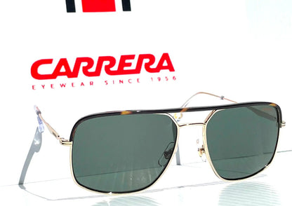 CARRERA Polished Gold Tortoise Aviator Green Grey Lens Sunglass 152/S 0PEF