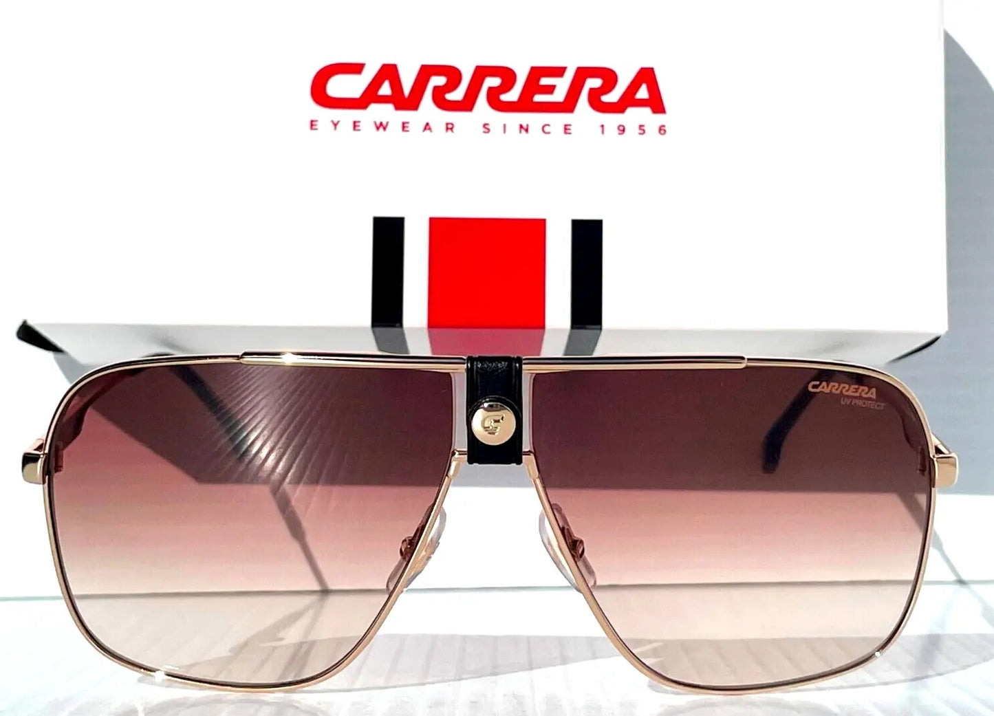 CARRERA Polished Gold Frame Gradient Brown Lens Sunglass 1018/S J5GHA