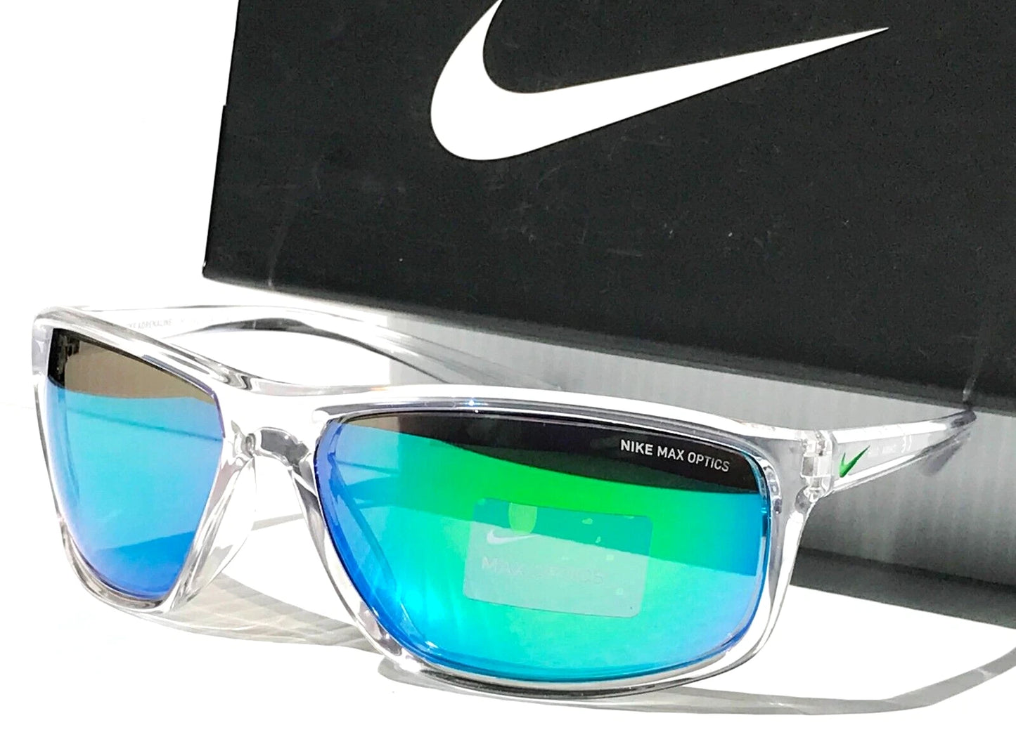 NIKE ADRENALINE Clear Grey MAX Optics Green Mirror Lens Sunglass EV1113 901