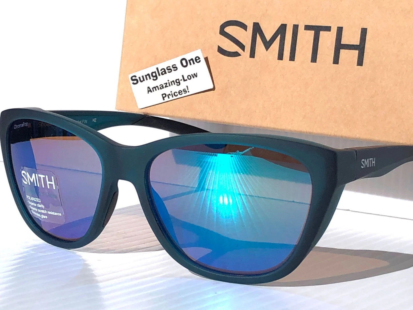 Smith Optics SHOAL Matte Pacific Crystal POLARIZED Opal mirror GLASS Lens Sunglass