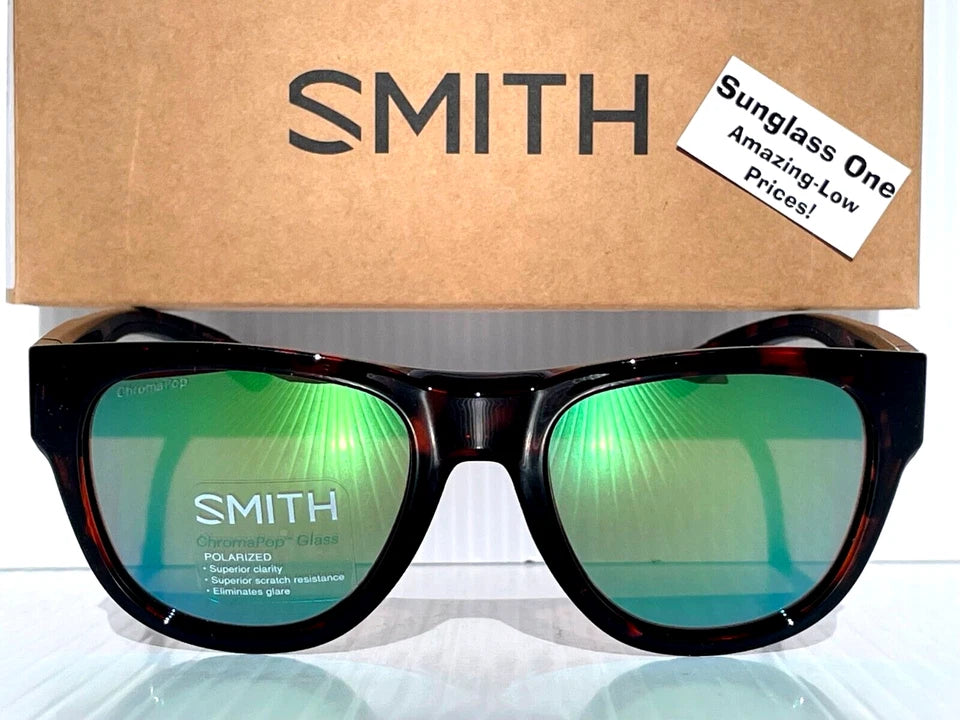 Smith Optics ROCKAWAY Tortoise ChromaPop POLARIZED Green Mirror GLASS Lens Sunglass