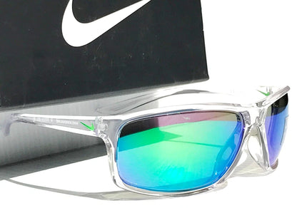 NIKE ADRENALINE Clear Grey MAX Optics Green Mirror Lens Sunglass EV1113 901