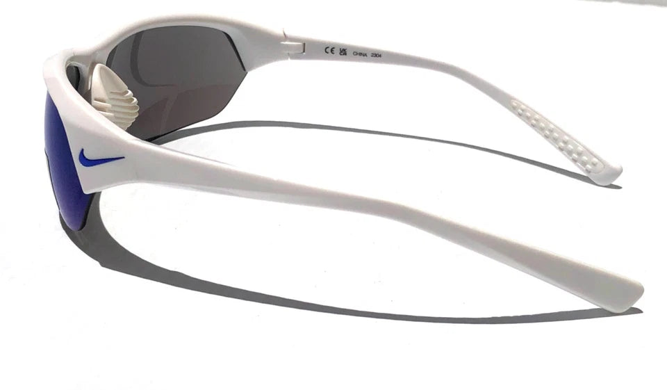 Nike SKYLON ACE Shiny White Frame UV PROTECTIVE Blue Mirror Lens Sunglass FQ4683 104