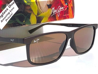 Maui Jim PULAMA Matte Brown POLARIZED ST Bronze GLASS Lens Sunglass H618-01