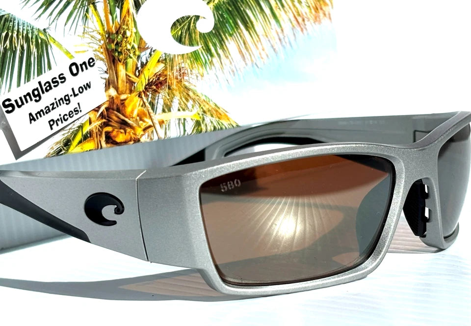 Costa Del Mar CORBINA PRO Silver Metallic POLARIZED Copper 580G GLASS Lens Sunglass 9109-08