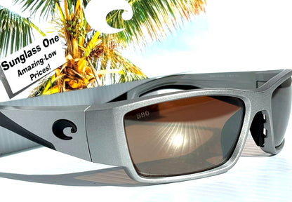 Costa Del Mar CORBINA PRO Silver Metallic POLARIZED Copper 580G GLASS Lens Sunglass 9109-08