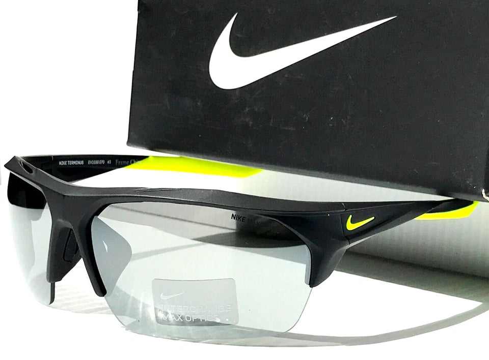 NIKE TERMINUS Matte Black Frame INTERCHANGEABLE Max Optic Silver Lens Sunglass EV1030 070