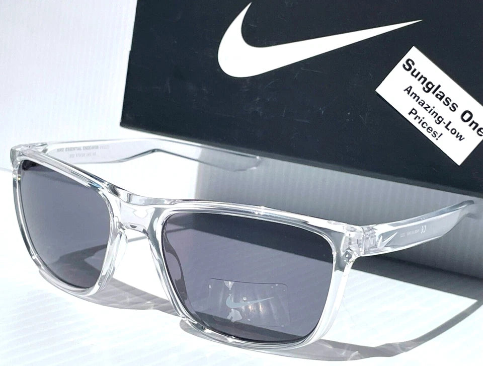 NIKE ESSENTIAL ENDEAVOR Shiny Clear Frame Grey Lens Sunglass EV1122 913