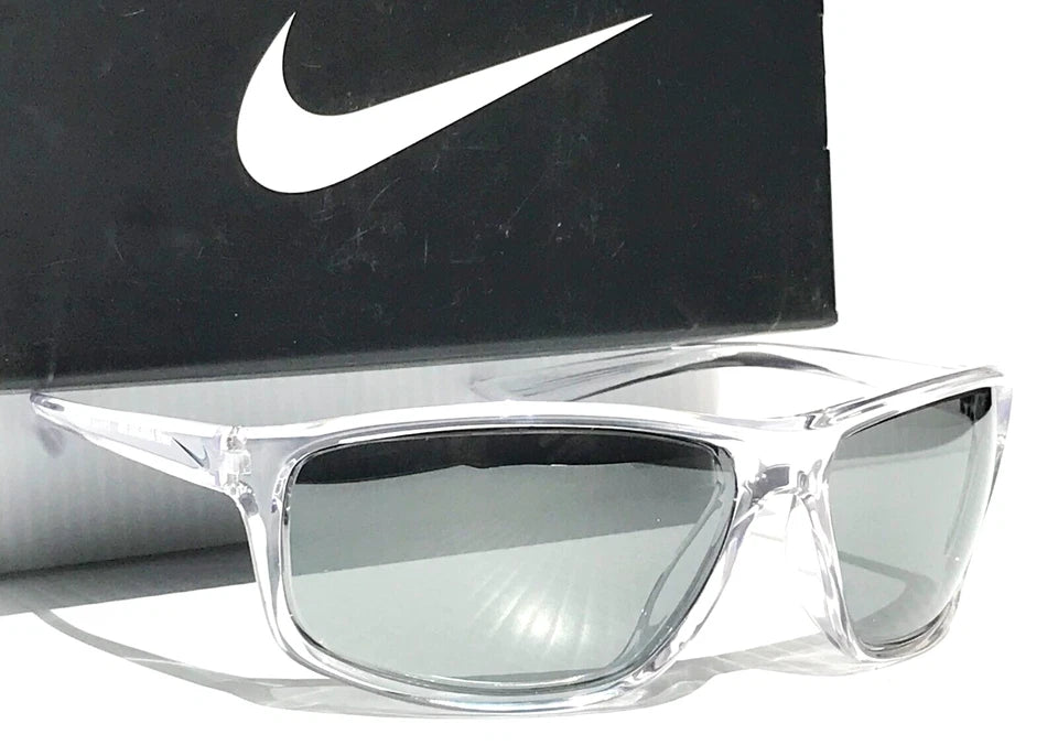 NIKE ADRENALINE Clear Grey MAX Optics Silver Mirror Lens Sunglass EV1112 900