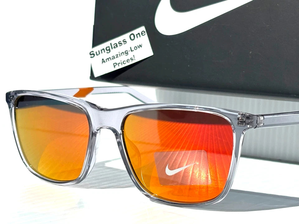 NIKE STATE Wolf Grey Clear UV PROTECTIVE Orange Mirror Lens Sunglass DV2291 012