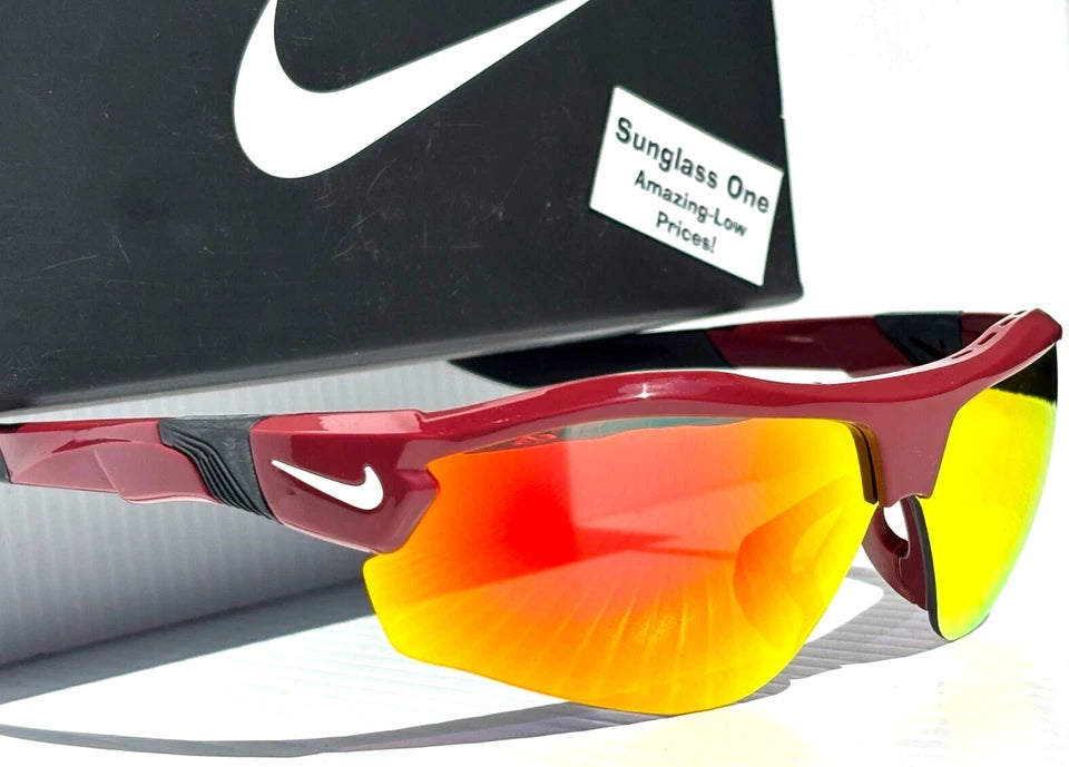 Nike SHOW X3 Team Burgundy Frame Red Mirror Road Tint Lens Sunglass DN9252 677