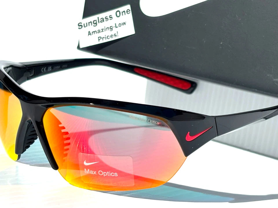 NIKE SKYLON ACE Charcoal Black MAX Optics Red Mirror Lens Sunglass FQ4684 010