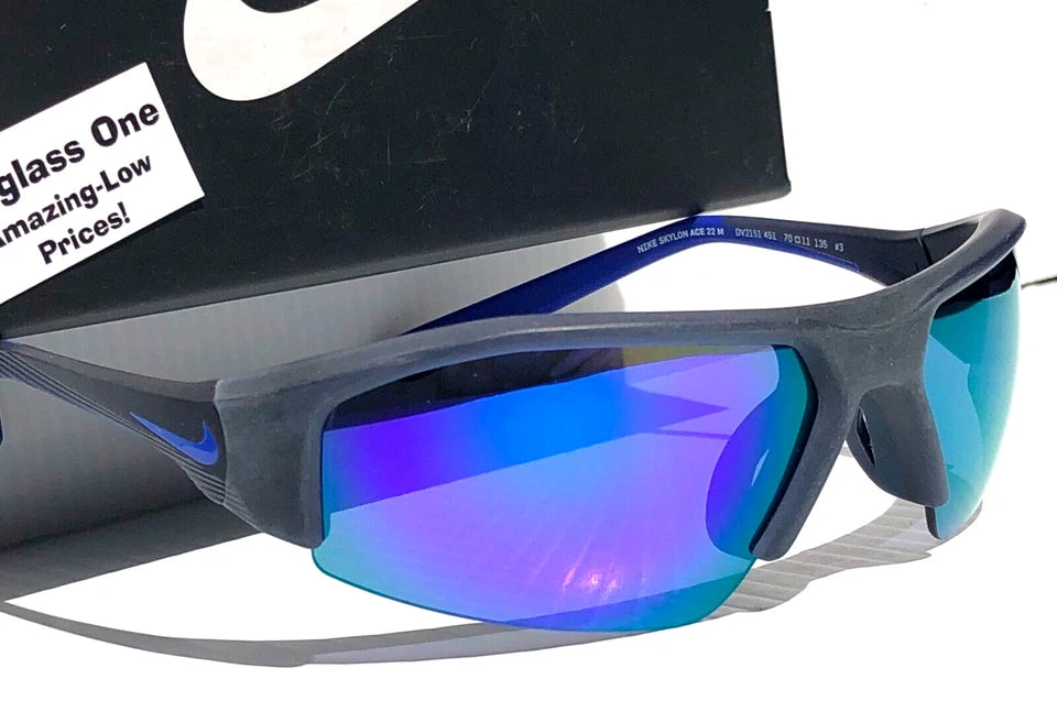 Nike SKYLON ACE 22 Obsidian GRAY Frame Violet Mirror Lens Sunglass DV2151 451