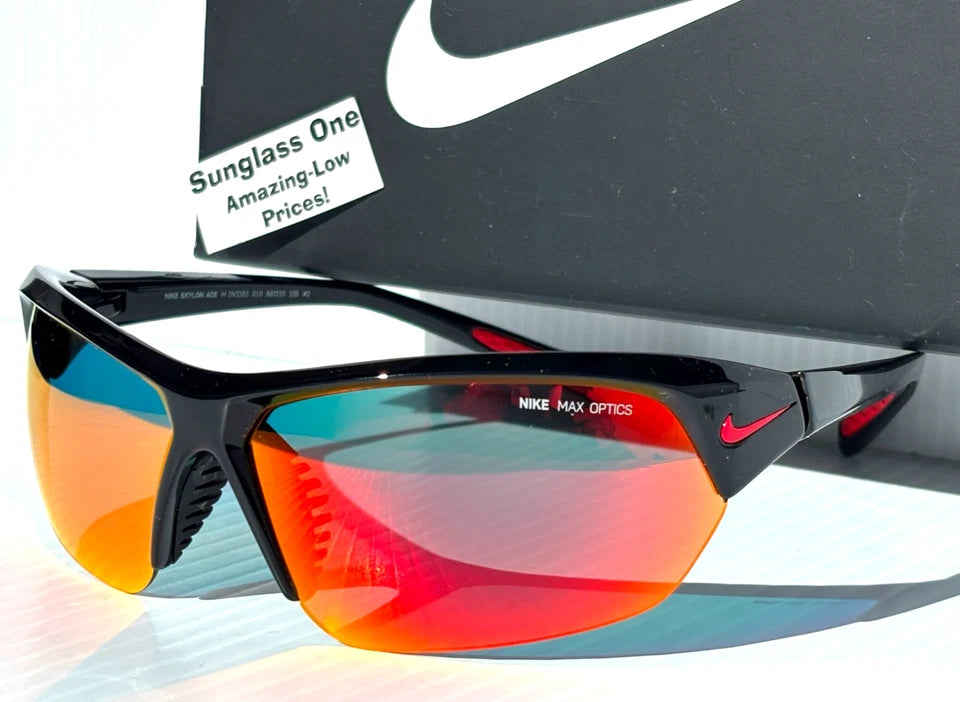 NIKE SKYLON ACE Black MAX Optics Red Mirror Lens Sunglass DV2163 010