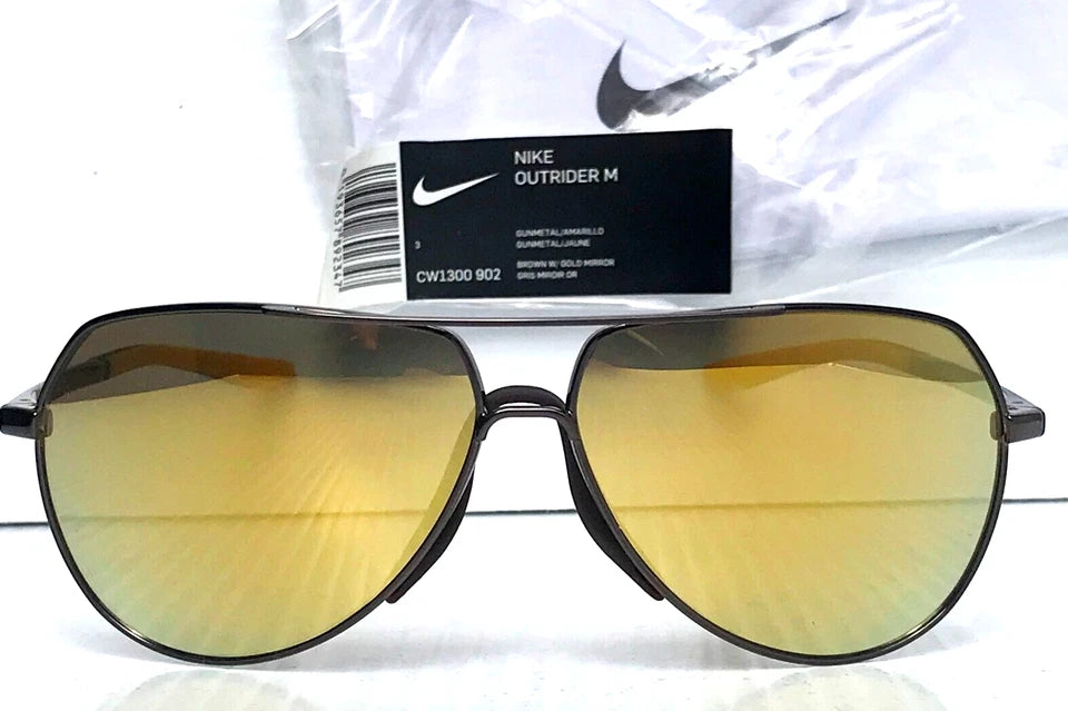 NIKE OUTRIDER M Gunmetal Frame Gold Mirror Lens Sunglass CW1300 902