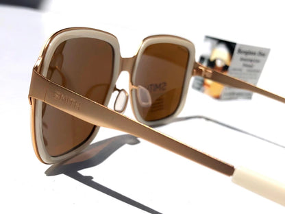 Smith Optics AVELINE White Gold ChromaPop POLARIZED Brown Lens Sunglass