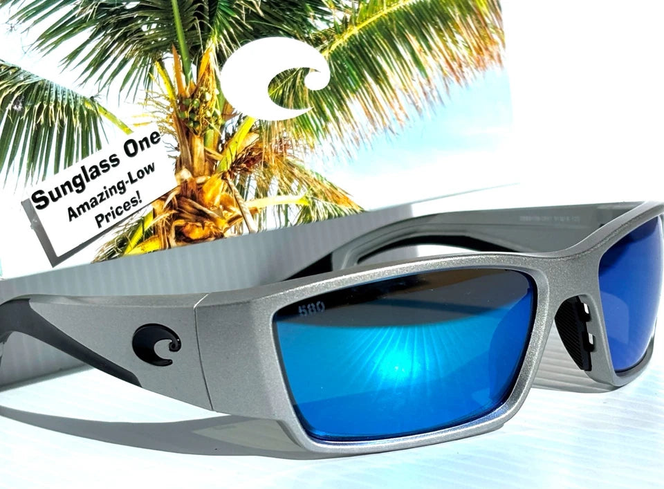 Costa Del Mar CORBINA PRO Silver Metallic POLARIZED Blue 580G GLASS Sunglass 9109-06